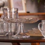 Prato-para-Bolo-com-Pe-New-Butterfly-com-Fio-de-Ouro-19cm-x-9cm-Cristal-Ecologico-Lyor