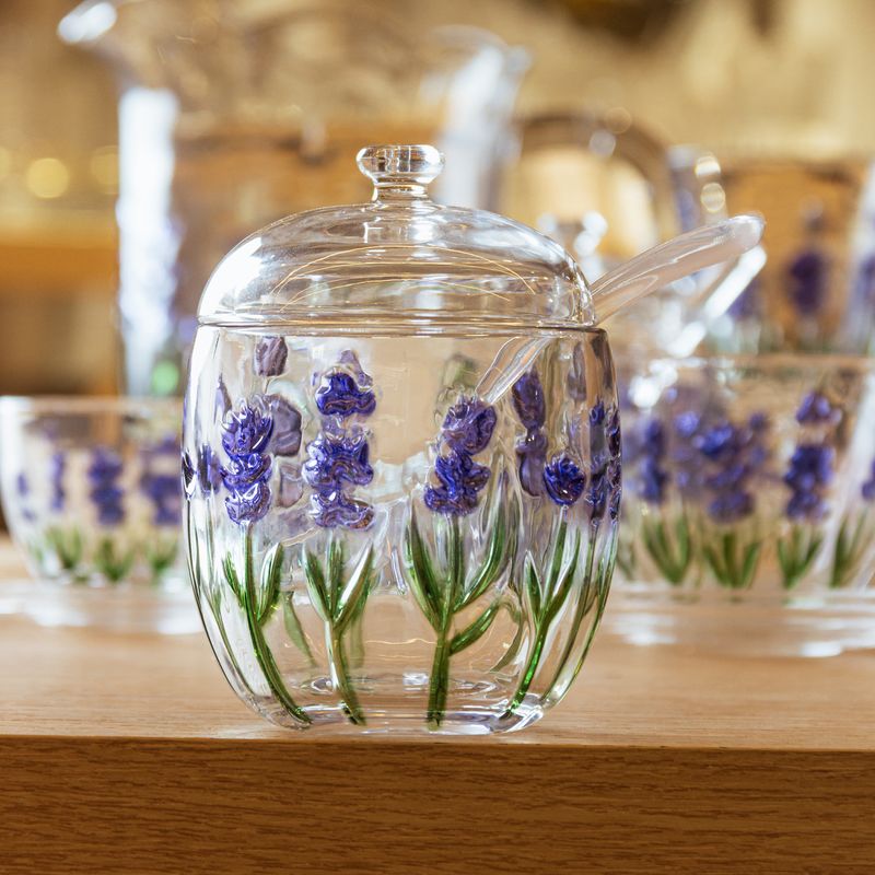 Acucareiro-com-Colher-e-Tampa-Lavanda-Hand-Painting-85cm-x-113cm-Cristal-Lyor