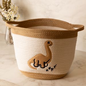 Cesta Dino 29cm x 29cm x29cm Bege/Branca Poliéster - Lyor