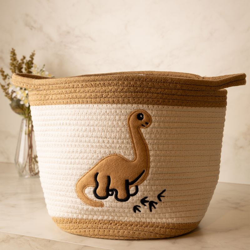 Cesta-Dino-29cm-x-29cm-x29cm-Bege-Branca-Poliester-Lyor