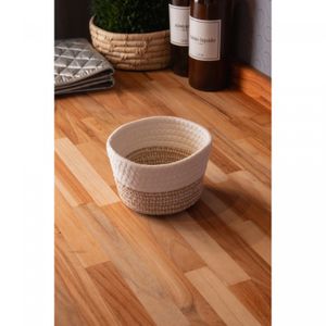 Cesta 15cm x 15cm x 9cm Bege/Branca Poliéster - Lyor