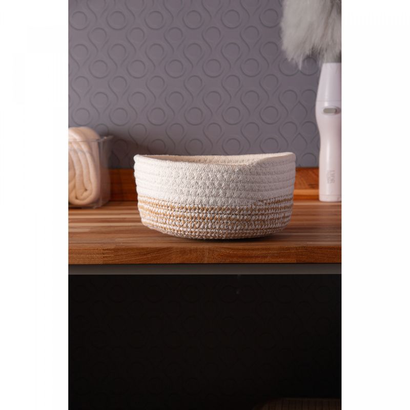 Cesta-20cm-x-20cm-x-9cm-Bege-Branca-Poliester-Lyor