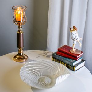 Centro de Mesa de Vidro Concha Perolada 33cm x 8,5cm - Wolff