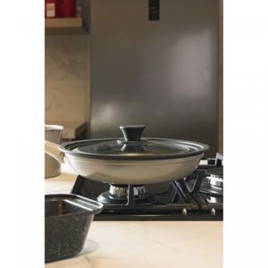 Tampa Universal para Panela com 22 a 26cm Preta Vidro - Lyor
