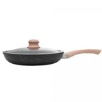 Frigideira-de-Inducao-com-Tampa-de-Vidro-24cm-Granilite-Cinza-Aluminio-com-Revestimento-Ceramico