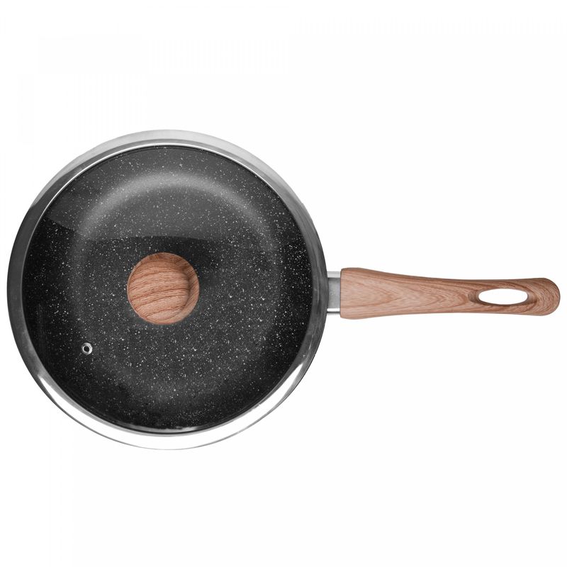 Frigideira-de-Inducao-com-Tampa-de-Vidro-24cm-Granilite-Cinza-Aluminio-com-Revestimento-Ceramico