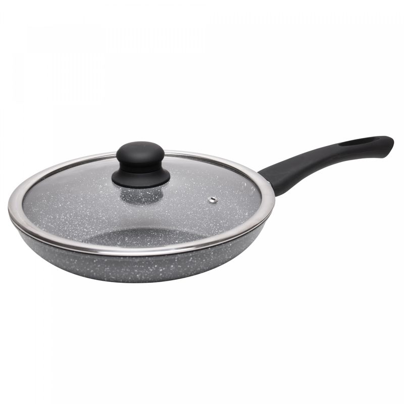 Frigideira-de-Inducao-com-Tampa-de-Vidro-24cm-Granilite-Preta-Aluminio-com-Revestimento-Ceramico