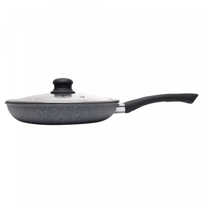 Frigideira-de-Inducao-com-Tampa-de-Vidro-24cm-Granilite-Preta-Aluminio-com-Revestimento-Ceramico