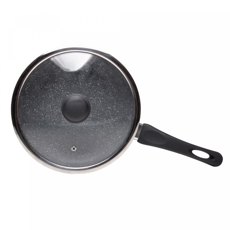 Frigideira-de-Inducao-com-Tampa-de-Vidro-24cm-Granilite-Preta-Aluminio-com-Revestimento-Ceramico