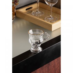 Taça de Cappuccino Diamante com Fio de Ouro 142ml Cristal Ecológico - Lyor