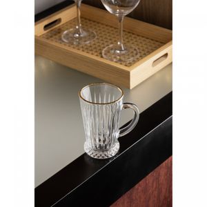 Taça de Cappuccino Deli Diamante com Fio de Ouro 210ml Cristal Ecológico - Lyor
