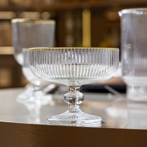 Conjunto 2 Taças de Vidro para Sobremesa com Fio de Ouro Lines 320ml - Wolff