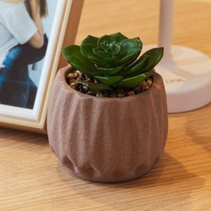 Cachepot com Suculenta Artificial Geometry 9cm x 10,5cm Marrom Cimento - Lyor
