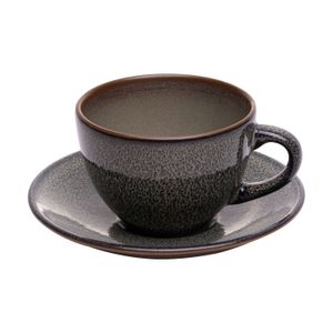 Xícara de Chá De Cerâmica Com Pires Musk Verde 217Ml - Wolff