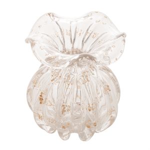 Vaso de Vidro Italy Transparente e Dourado 11,5cm x 13cm - Wolff