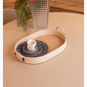 Bandeja Oval com Fundo de Madeira 37cm x 26cm x 4,5cm Marrom MDF - Wolff