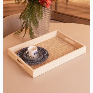 Bandeja Retangular com Fundo de Madeira 42cm x 30cm x 5cm Marrom MDF - Wolff