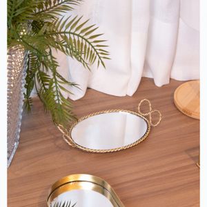 Bandeja Decorativa Cortesia 20cm x 12cm x 3cm Dourada Metal - Wolff